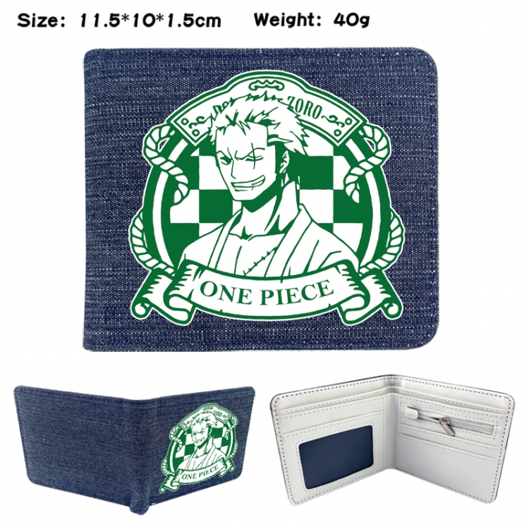 One Piece Anime denim folding full-color wallet 11.5X10X1.5CM