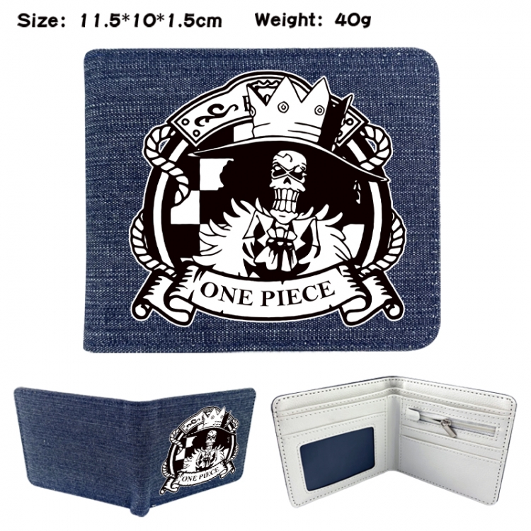 One Piece Anime denim folding full-color wallet 11.5X10X1.5CM