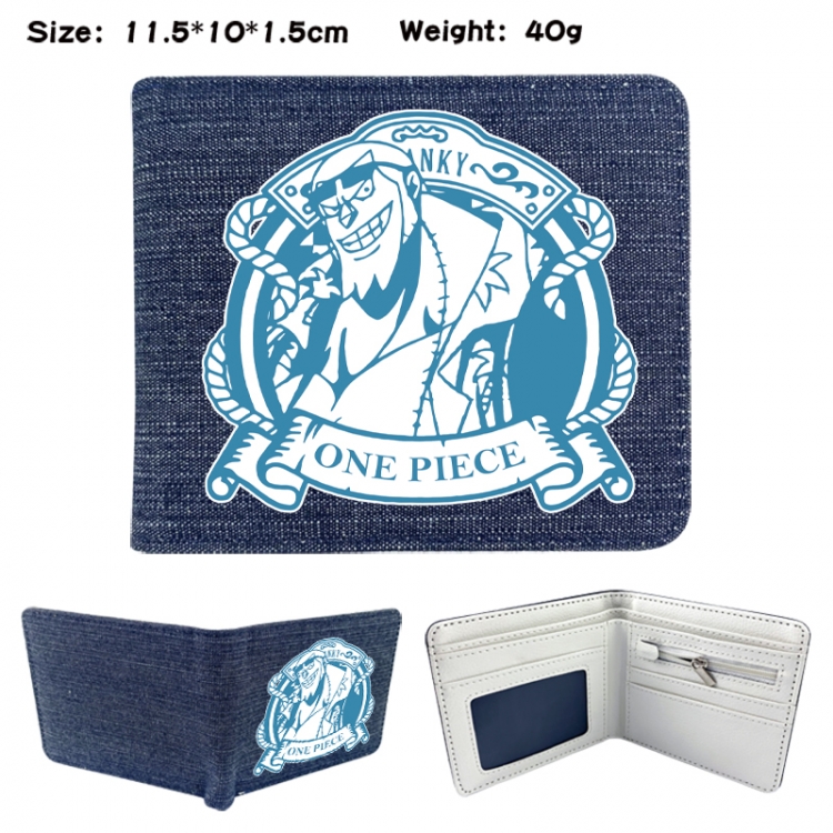 One Piece Anime denim folding full-color wallet 11.5X10X1.5CM