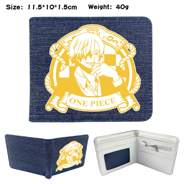 One Piece Anime denim folding full-color wallet 11.5X10X1.5CM