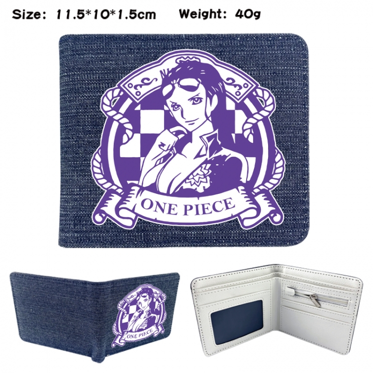 One Piece Anime denim folding full-color wallet 11.5X10X1.5CM