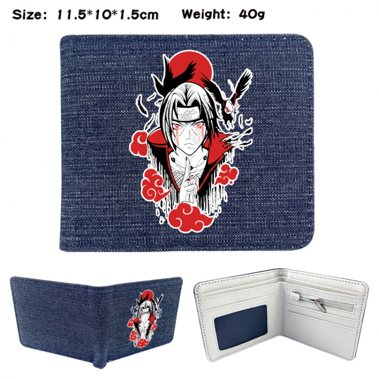 Naruto Anime denim folding full-color wallet 11.5X10X1.5CM