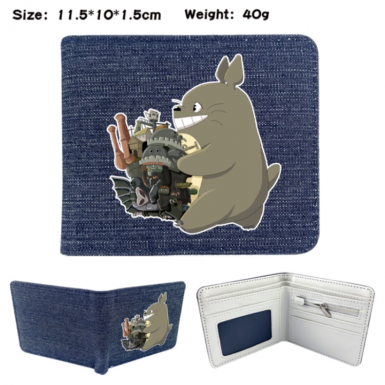 TOTORO Anime denim folding full-color wallet 11.5X10X1.5CM