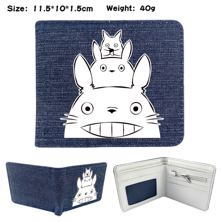 TOTORO Anime denim folding full-color wallet 11.5X10X1.5CM