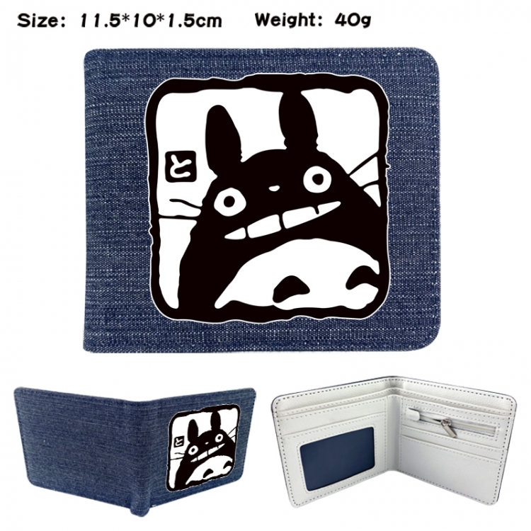 TOTORO Anime denim folding full-color wallet 11.5X10X1.5CM