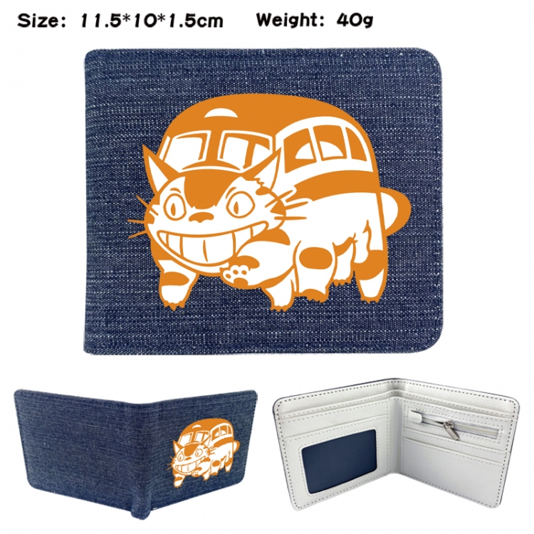 TOTORO Anime denim folding full-color wallet 11.5X10X1.5CM