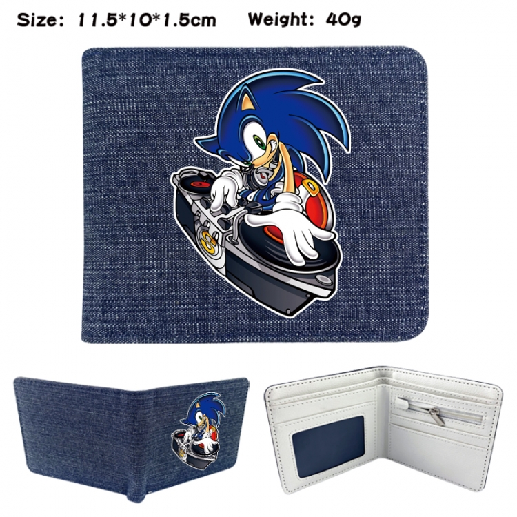 Sonic The Hedgehog Anime denim folding full-color wallet 11.5X10X1.5CM
