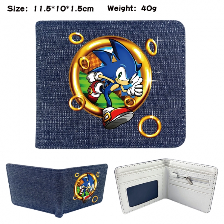 Sonic The Hedgehog Anime denim folding full-color wallet 11.5X10X1.5CM