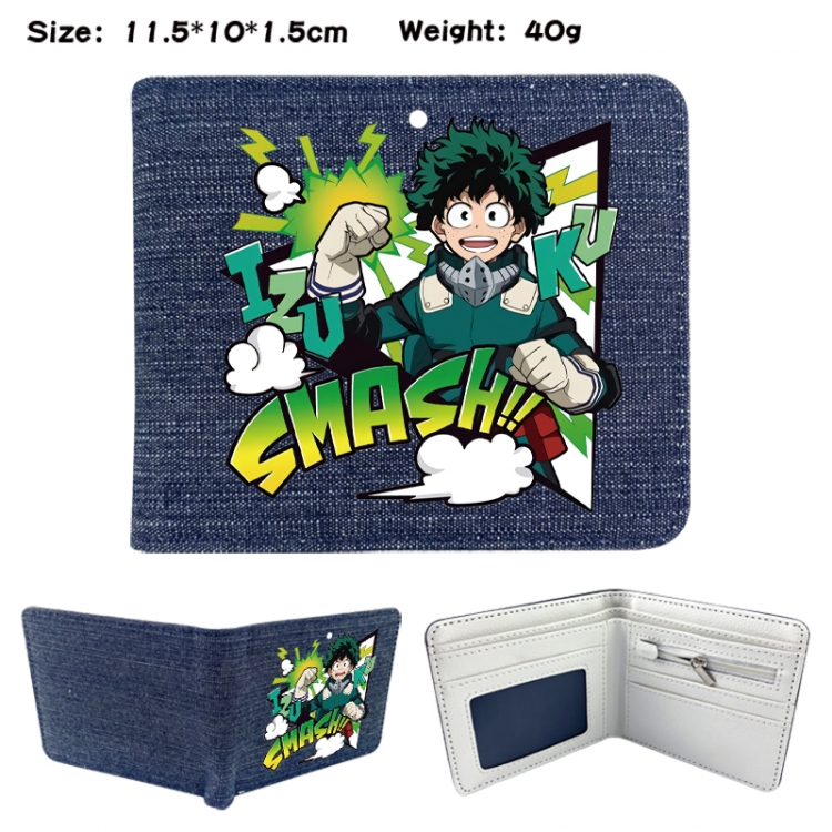 My Hero Academia Anime denim folding full-color wallet 11.5X10X1.5CM