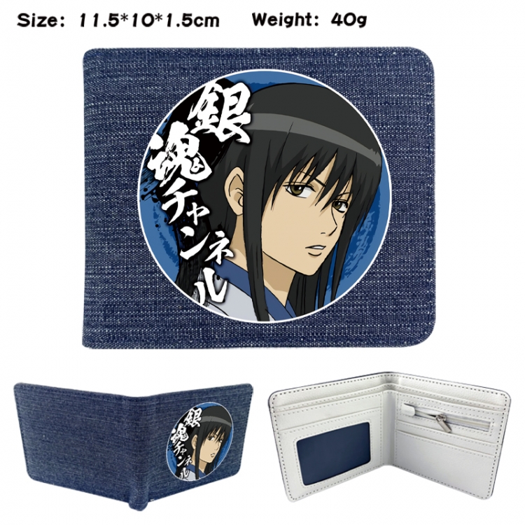 Gintama Anime denim folding full-color wallet 11.5X10X1.5CM