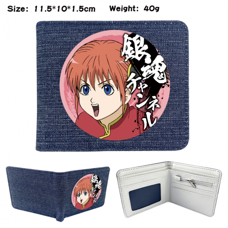 Gintama Anime denim folding full-color wallet 11.5X10X1.5CM