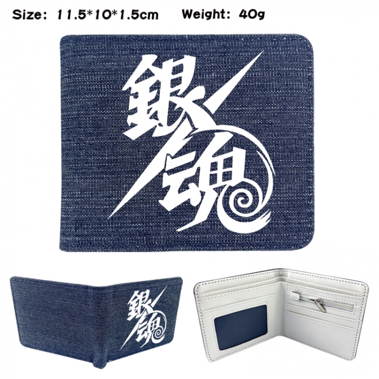 Gintama Anime denim folding full-color wallet 11.5X10X1.5CM