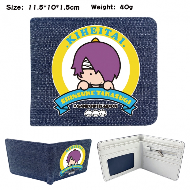 Gintama Anime denim folding full-color wallet 11.5X10X1.5CM