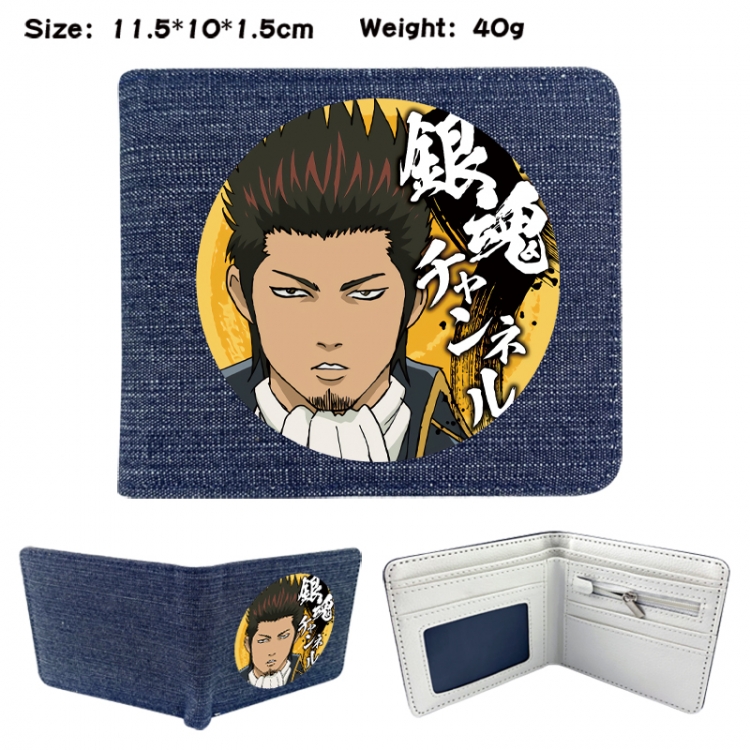 Gintama Anime denim folding full-color wallet 11.5X10X1.5CM