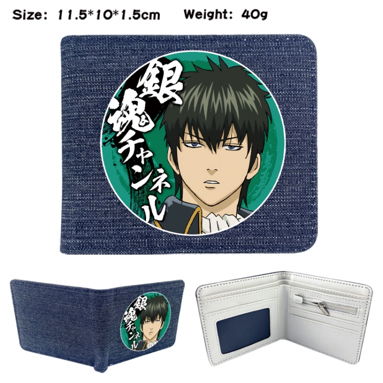 Gintama Anime denim folding full-color wallet 11.5X10X1.5CM