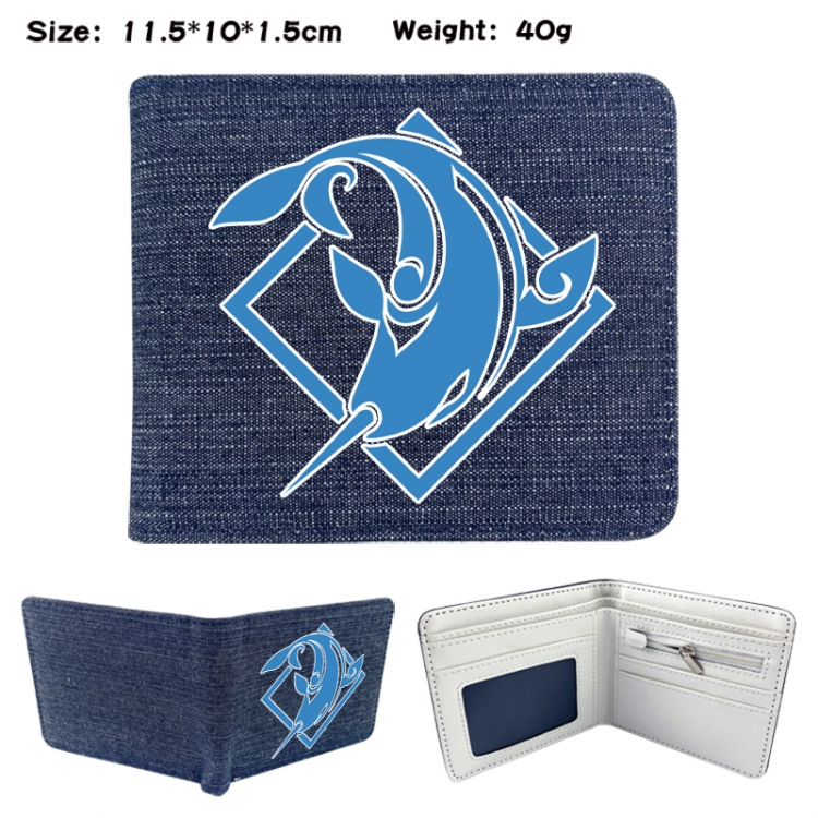 Genshin Impact Anime denim folding full-color wallet 11.5X10X1.5CM