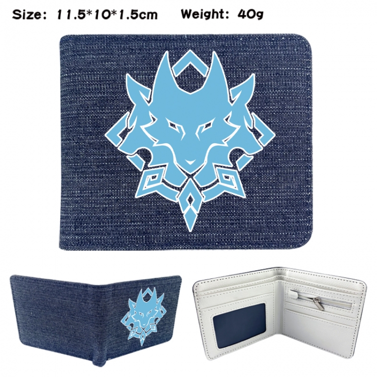 Genshin Impact Anime denim folding full-color wallet 11.5X10X1.5CM