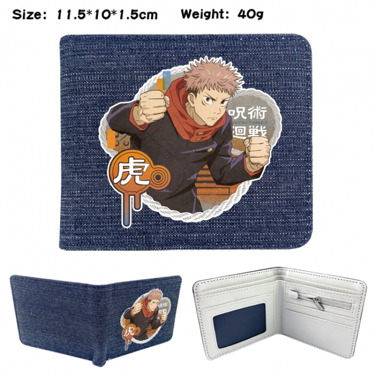 Jujutsu Kaisen Anime denim folding full-color wallet 11.5X10X1.5CM