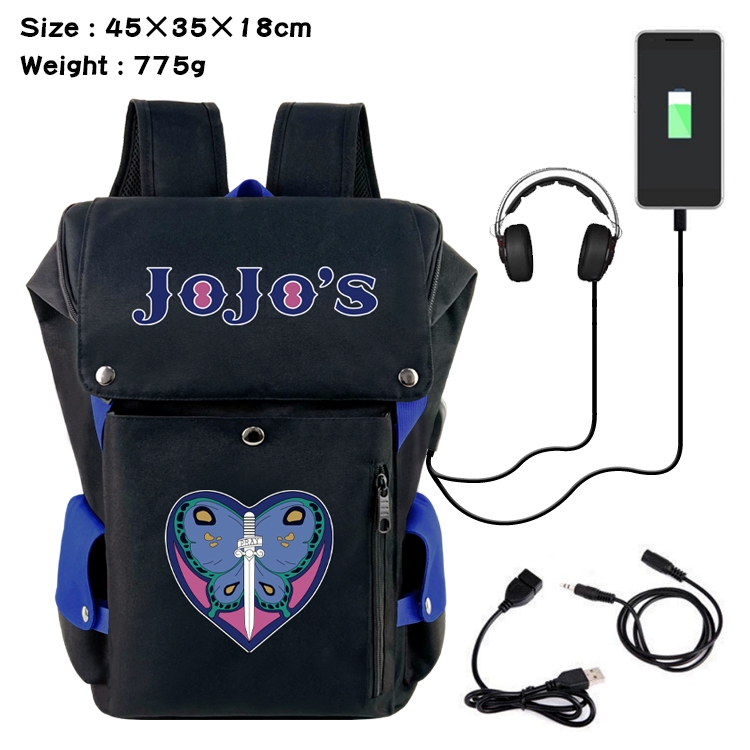 JoJos Bizarre Adventure Anime Canvas Bucket Data Cable Backpack School Bag 45X35X18CM 775G