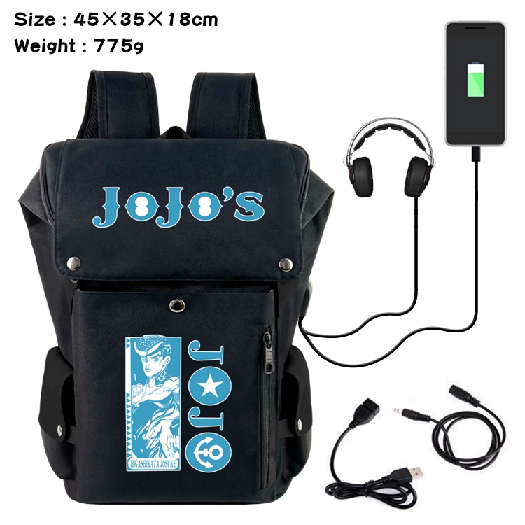 JoJos Bizarre Adventure Anime Canvas Bucket Data Cable Backpack School Bag 45X35X18CM 775G