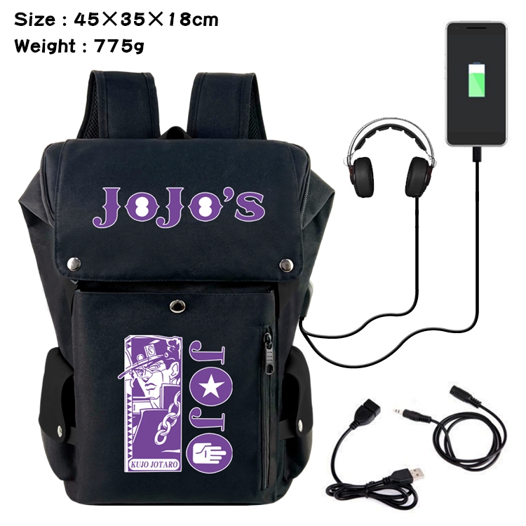 JoJos Bizarre Adventure Anime Canvas Bucket Data Cable Backpack School Bag 45X35X18CM 775G