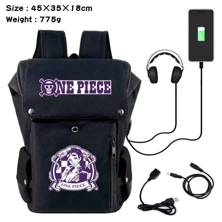 One Piece Anime Canvas Bucket Data Cable Backpack School Bag 45X35X18CM 775G