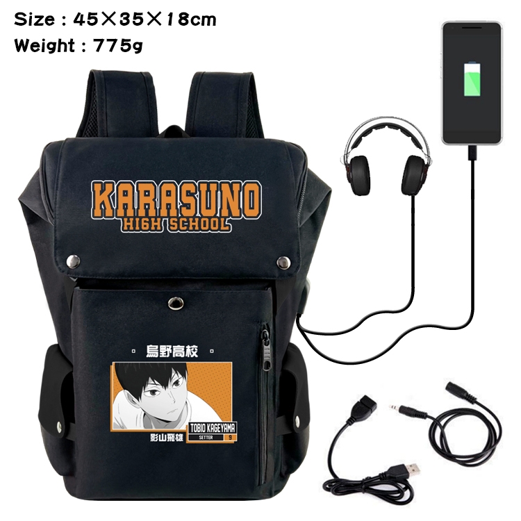 Haikyuu!! Anime Canvas Bucket Data Cable Backpack School Bag 45X35X18CM 775G