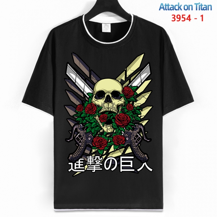 Shingeki no Kyojin Cotton crew neck black and white trim short-sleeved T-shirt from S to 4XL HM-3954-1