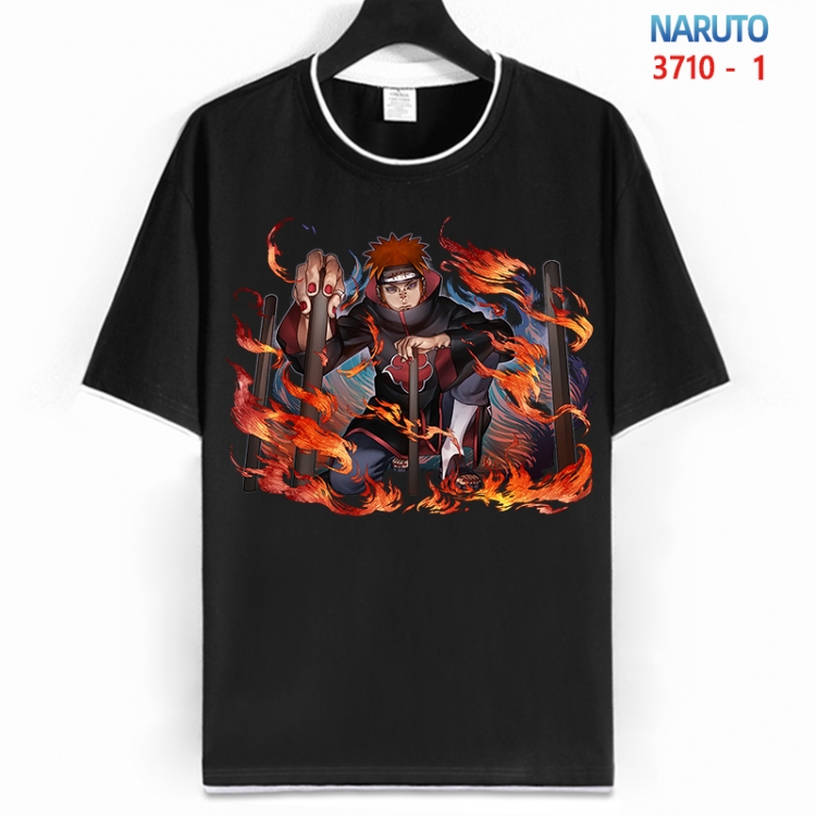 Naruto Cotton crew neck black and white trim short-sleeved T-shirt from S to 4XL HM-3710-1