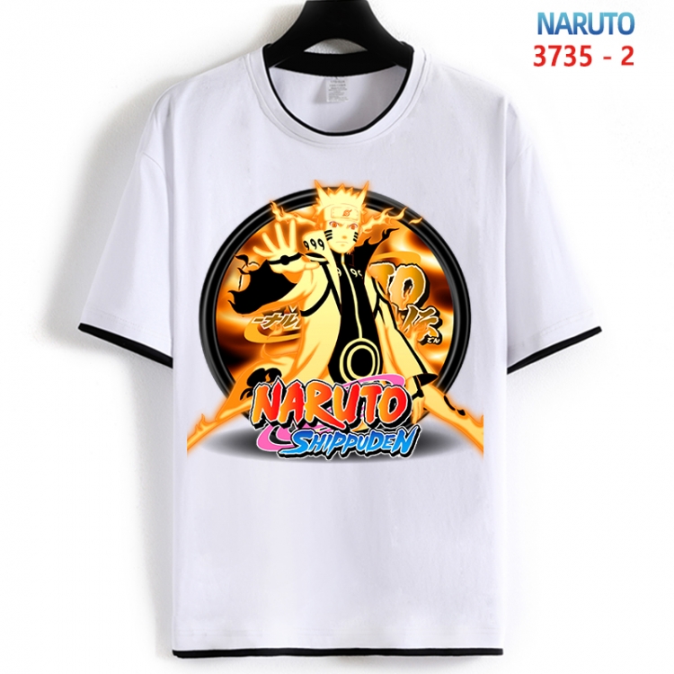 Naruto Cotton crew neck black and white trim short-sleeved T-shirt from S to 4XL  HM-3735-2