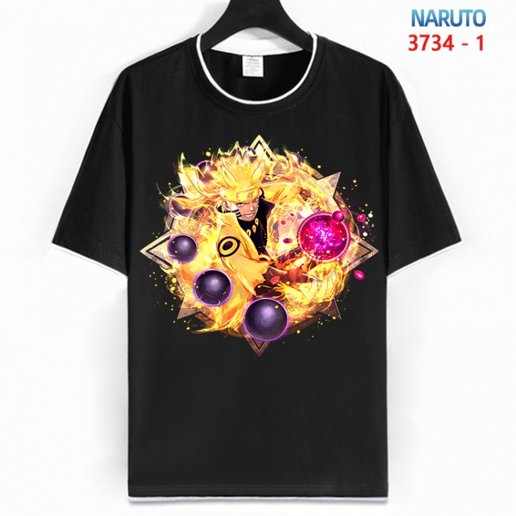 Naruto Cotton crew neck black and white trim short-sleeved T-shirt from S to 4XL HM-3734-1