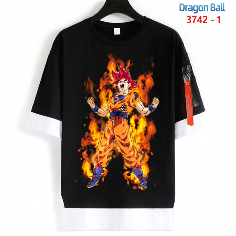 DRAGON BALL Cotton Crew Neck Fake Two-Piece Short Sleeve T-Shirt from S to 4XL HM-3742-1