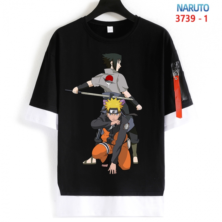 Naruto Cotton Crew Neck Fake Two-Piece Short Sleeve T-Shirt from S to 4XL  HM-3739-1