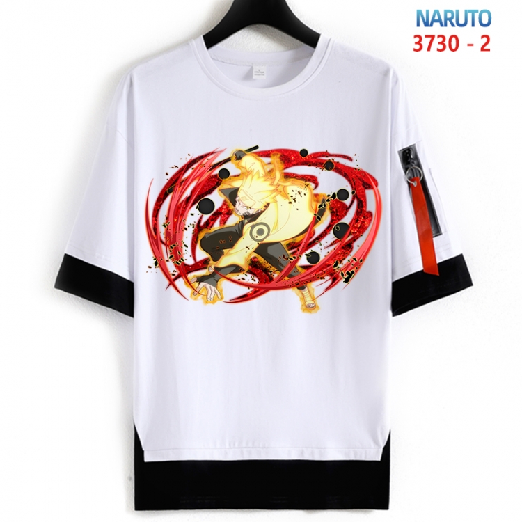 Naruto Cotton Crew Neck Fake Two-Piece Short Sleeve T-Shirt from S to 4XL HM-3730-2