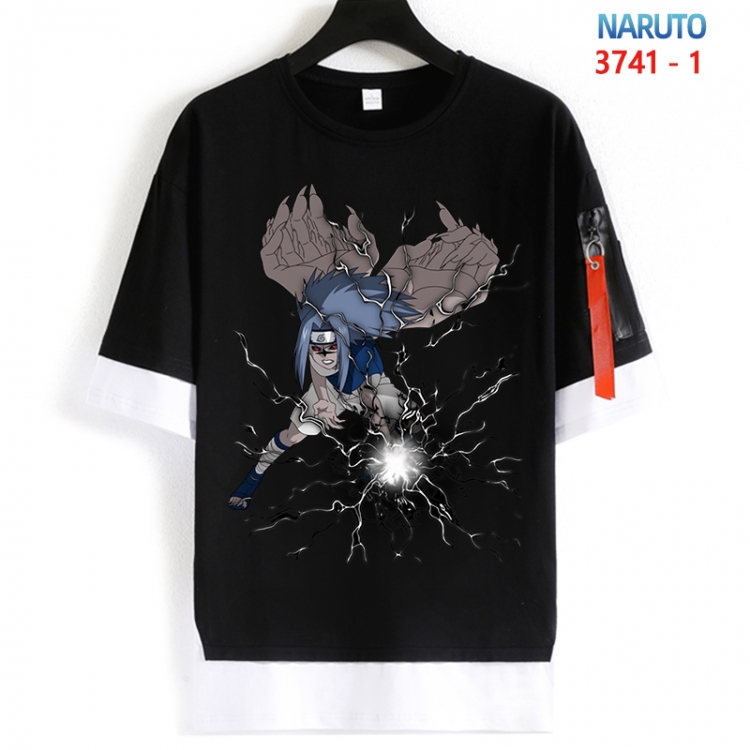 Naruto Cotton Crew Neck Fake Two-Piece Short Sleeve T-Shirt from S to 4XL  HM-3741-1