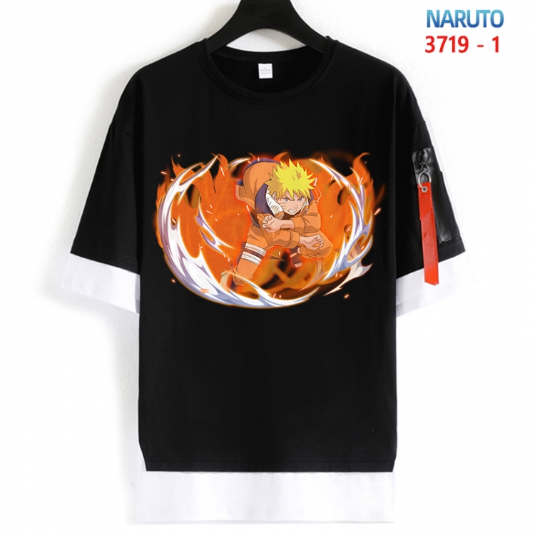 Naruto Cotton Crew Neck Fake Two-Piece Short Sleeve T-Shirt from S to 4XL  HM-3719-1