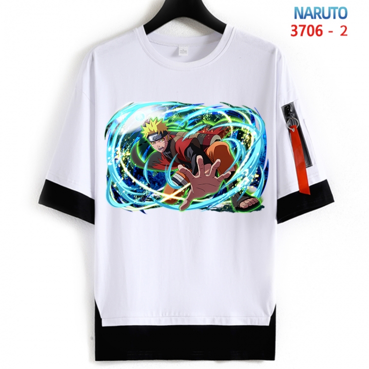 Naruto Cotton Crew Neck Fake Two-Piece Short Sleeve T-Shirt from S to 4XL HM-3706-2