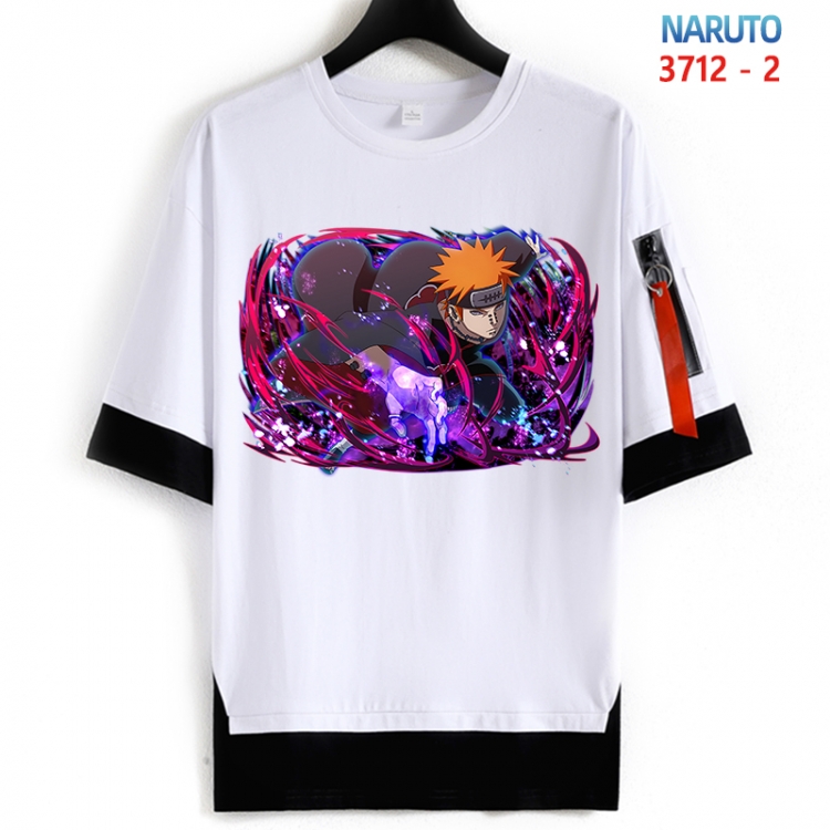 Naruto Cotton Crew Neck Fake Two-Piece Short Sleeve T-Shirt from S to 4XL HM-3712-2