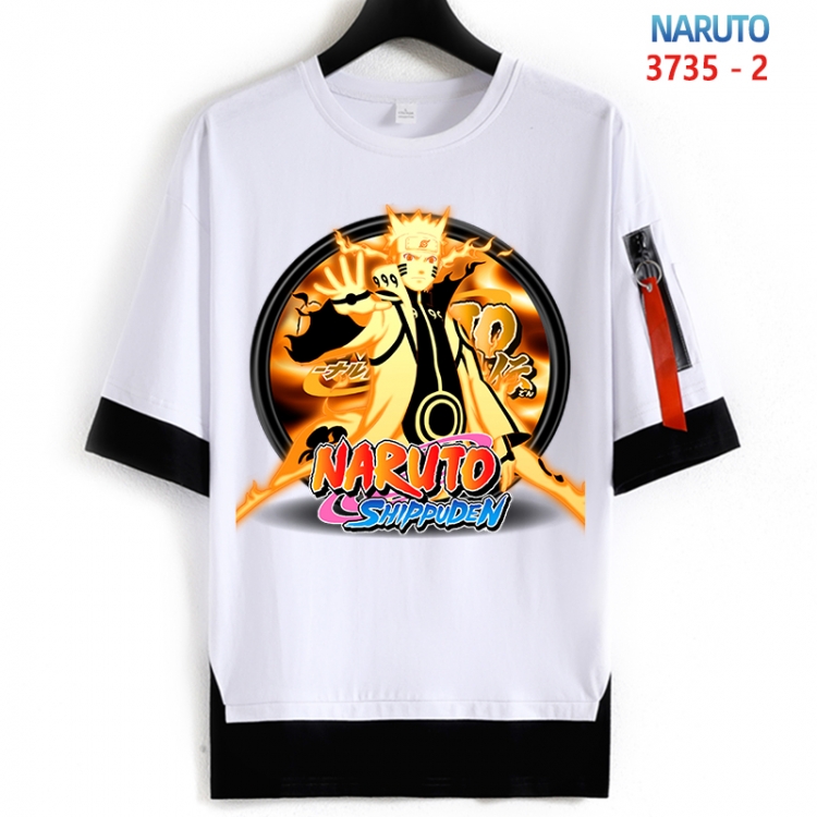 Naruto Cotton Crew Neck Fake Two-Piece Short Sleeve T-Shirt from S to 4XL HM-3735-2
