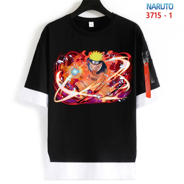Naruto Cotton Crew Neck Fake Two-Piece Short Sleeve T-Shirt from S to 4XL  HM-3715-1