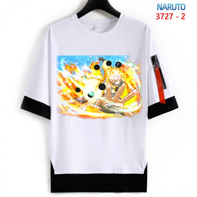 Naruto Cotton Crew Neck Fake Two-Piece Short Sleeve T-Shirt from S to 4XL HM-3727-2