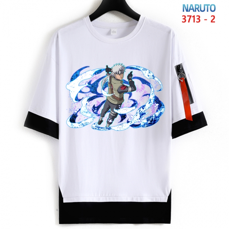 Naruto Cotton Crew Neck Fake Two-Piece Short Sleeve T-Shirt from S to 4XL  HM-3713-2