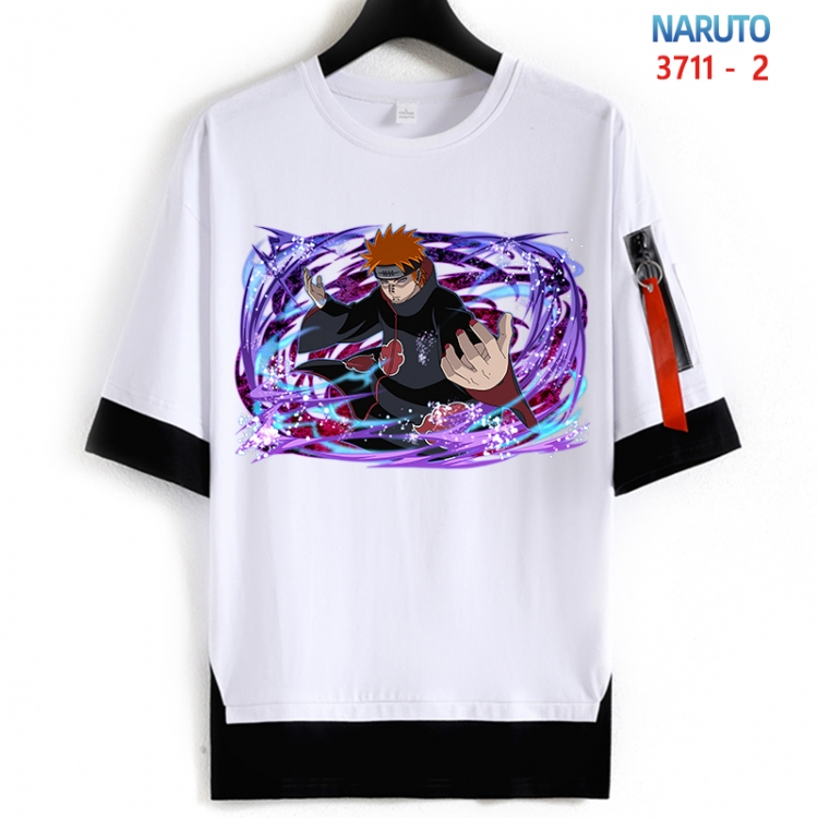 Naruto Cotton Crew Neck Fake Two-Piece Short Sleeve T-Shirt from S to 4XL HM-3711-2