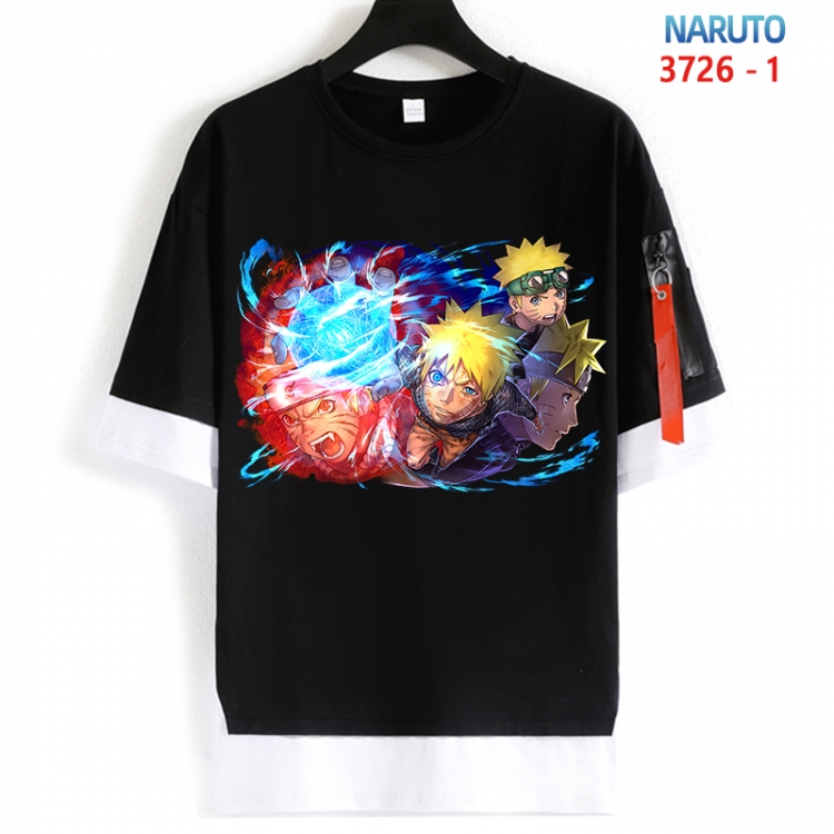 Naruto Cotton Crew Neck Fake Two-Piece Short Sleeve T-Shirt from S to 4XL  HM-3726-1