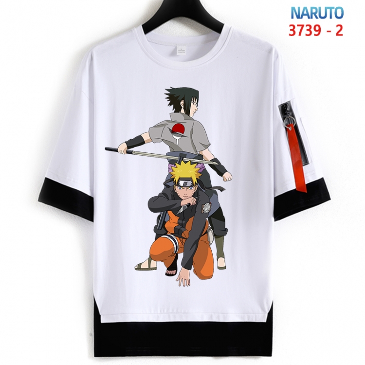 Naruto Cotton Crew Neck Fake Two-Piece Short Sleeve T-Shirt from S to 4XL HM-3739-2