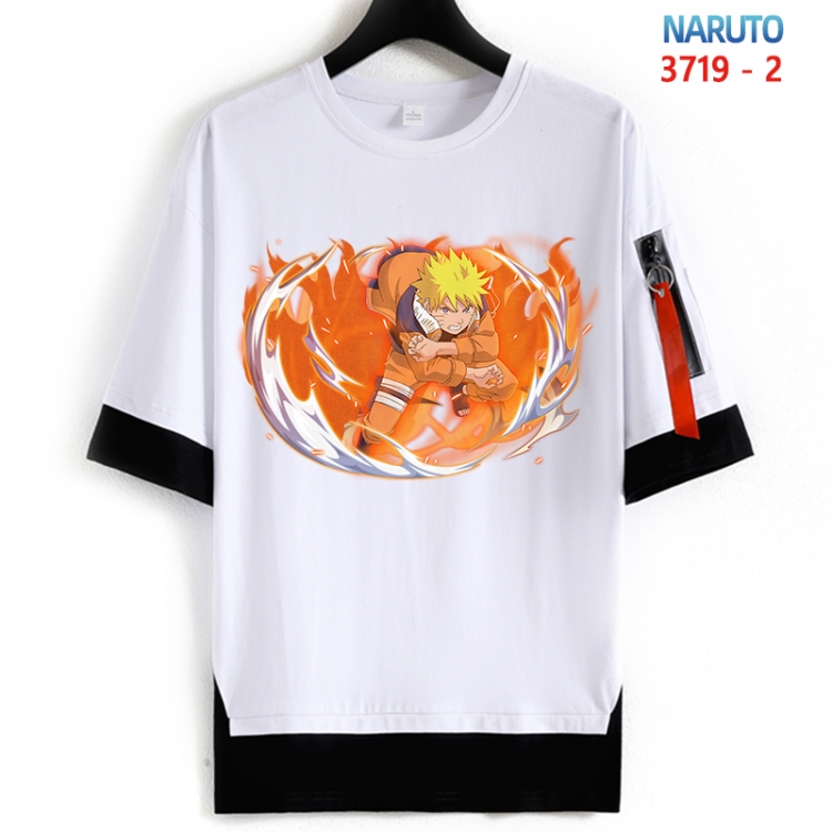 Naruto Cotton Crew Neck Fake Two-Piece Short Sleeve T-Shirt from S to 4XL HM-3719-2