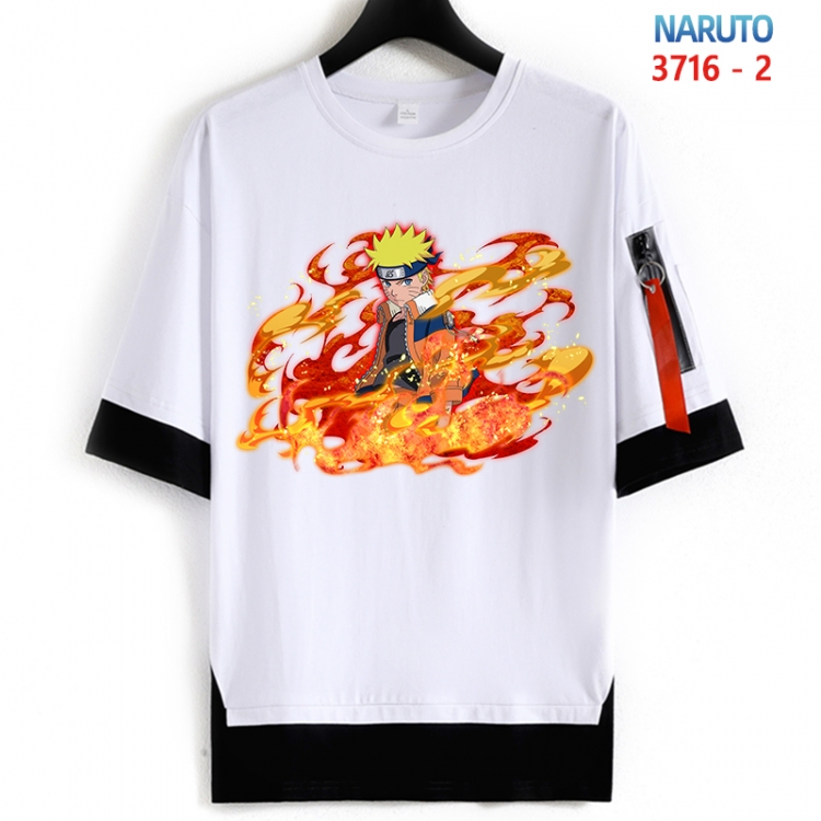 Naruto Cotton Crew Neck Fake Two-Piece Short Sleeve T-Shirt from S to 4XL  HM-3716-2
