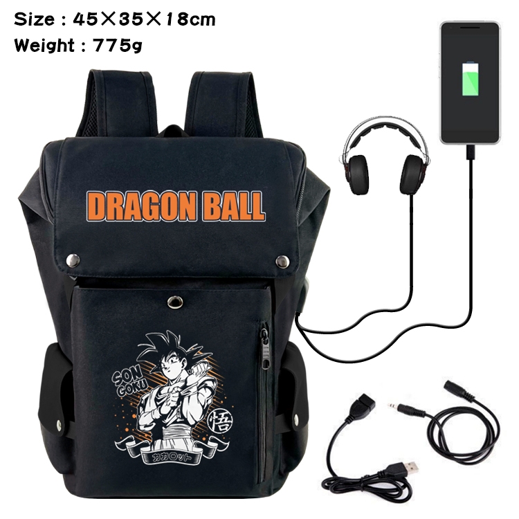 DRAGON BALL Anime Canvas Bucket Data Cable Backpack School Bag 45X35X18CM 775G