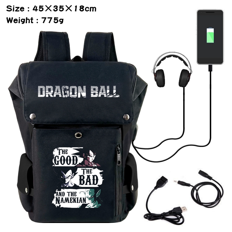 DRAGON BALL Anime Canvas Bucket Data Cable Backpack School Bag 45X35X18CM 775G