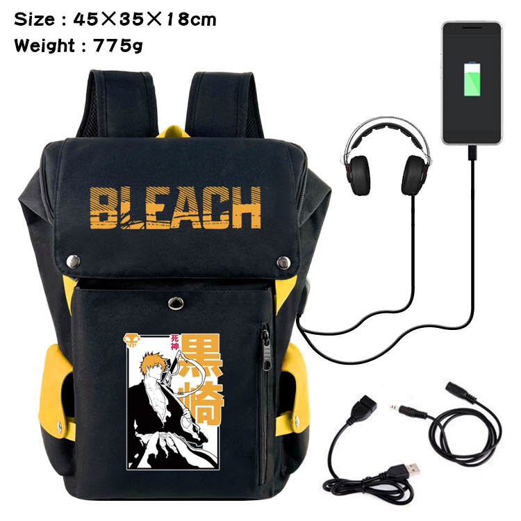 Bleach Anime Canvas Bucket Data Cable Backpack School Bag 45X35X18CM 775G